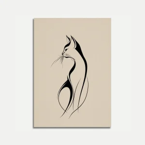 Elegant Sitting Cat Line Poster