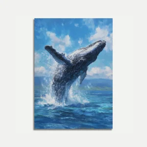 Majestic Whale Breaching Ocean Poster