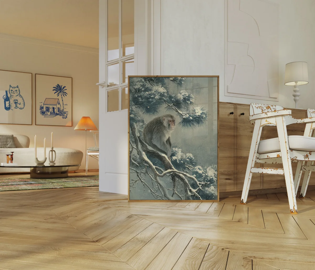 Monkey in Snow Pine Poster - Image 6
