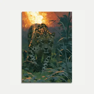 Leopard in the Grassland Poster
