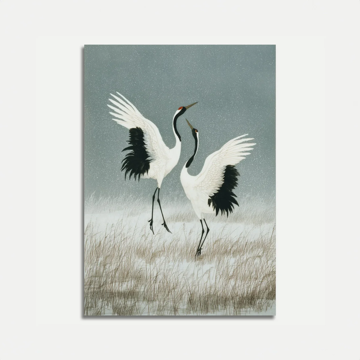 Dancing Cranes in Winter Poster