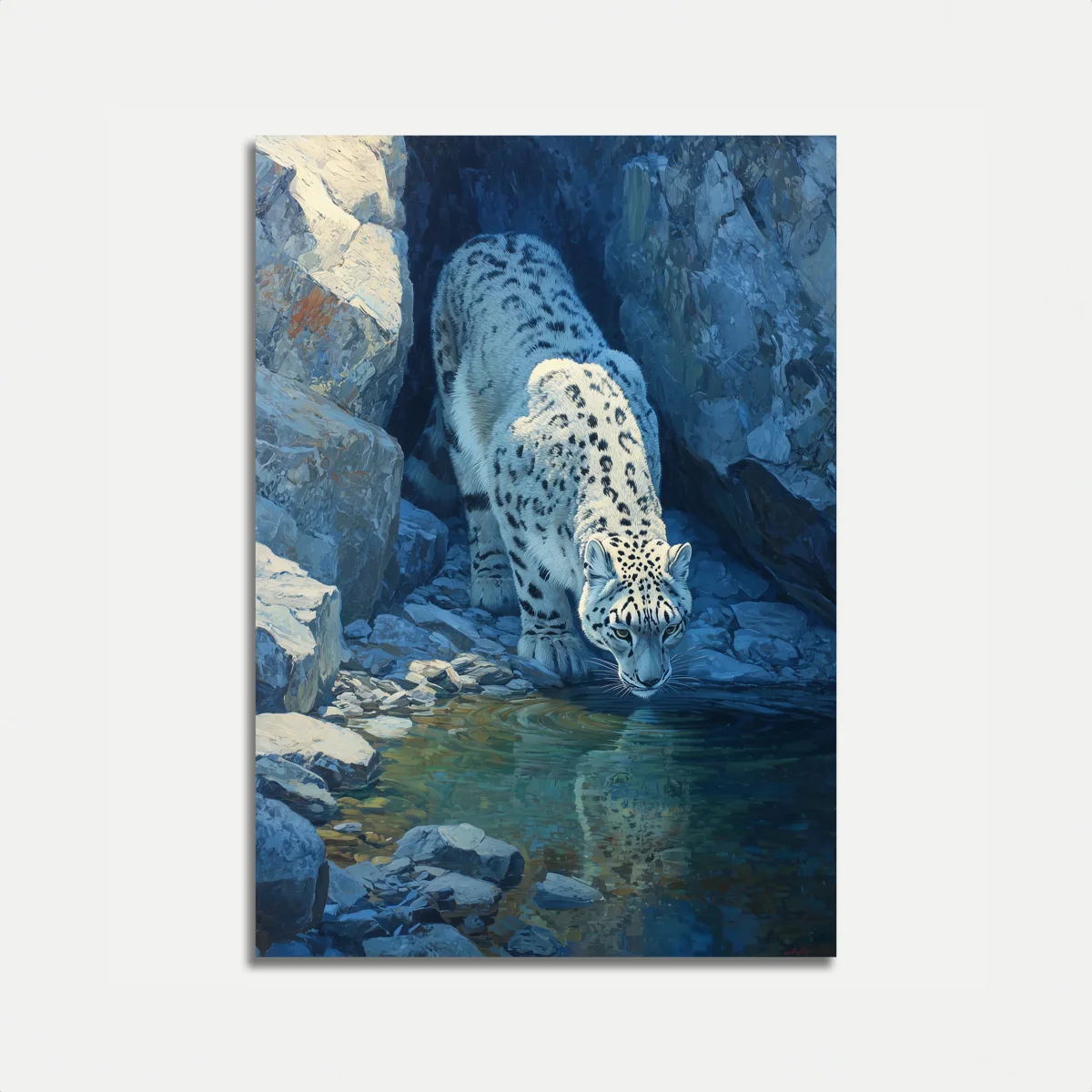 Snow Leopard by Mountain Stream Poster - Image 2