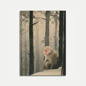 Monkey in Misty Forest Poster