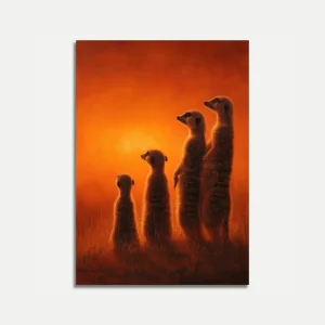 Meerkats Standing in Savanna Poster
