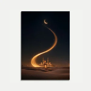 Mystical Desert Mosque Night Poster