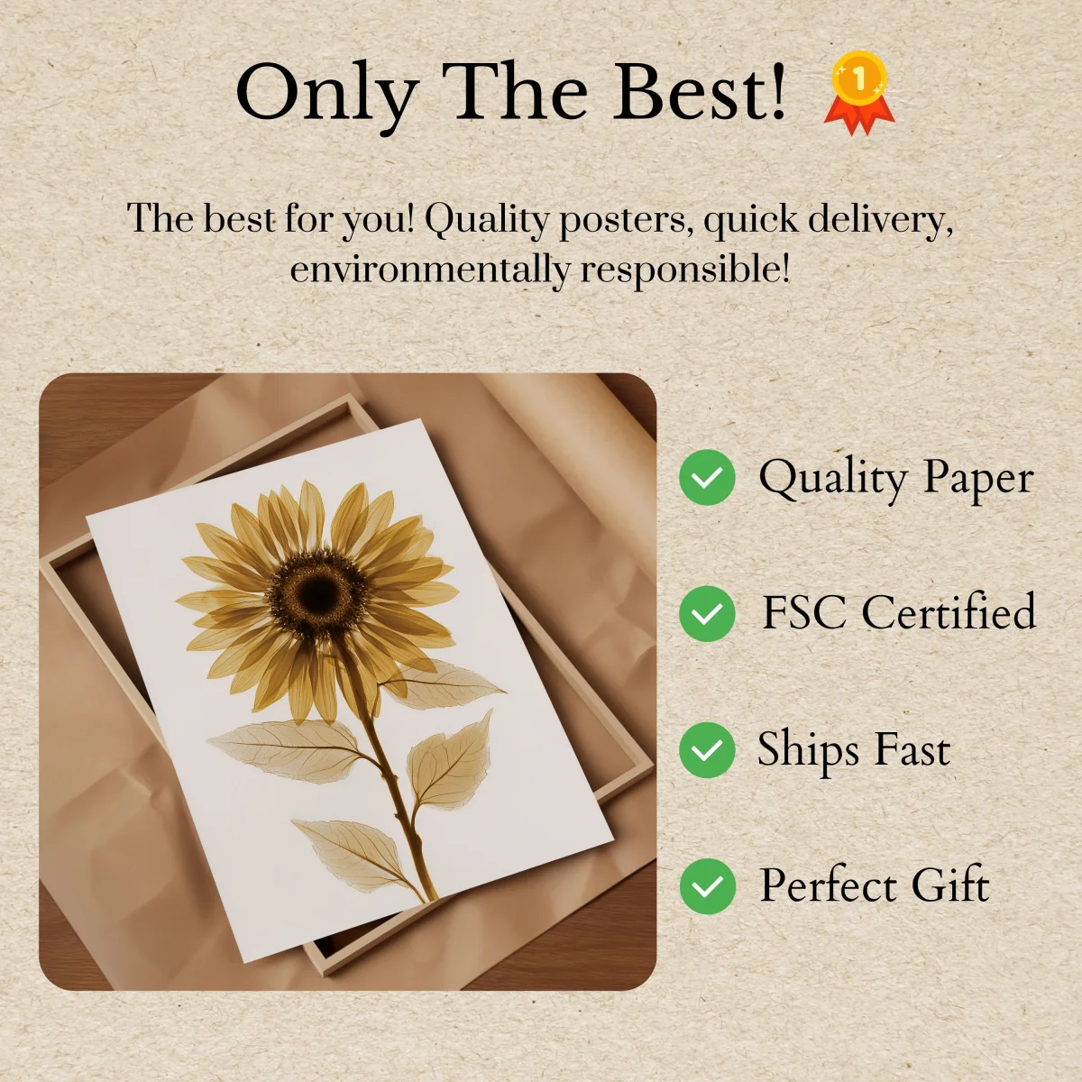Golden Sunflower Botanical Poster - Image 4