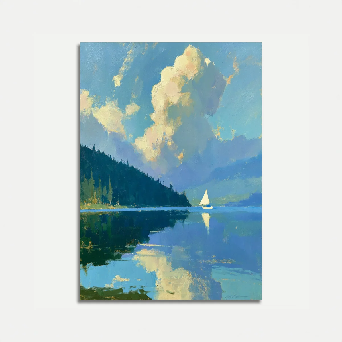 Mountain Lake Sailboat Poster