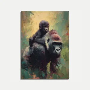 Mother and Child Gorilla Poster