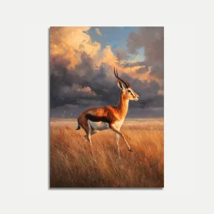 Impala in Golden Grassland Poster