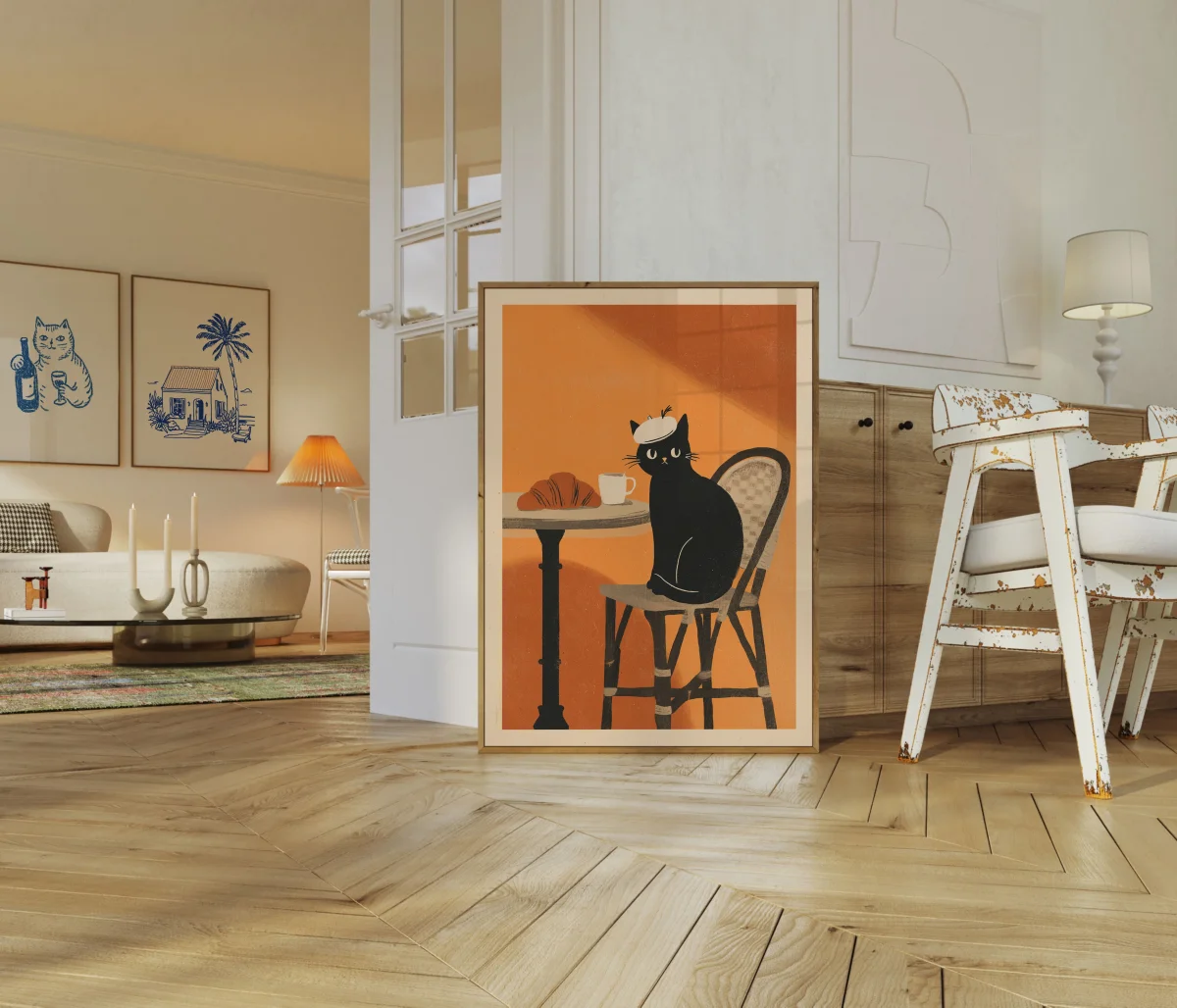 Parisian Cat at Café Poster - Image 6