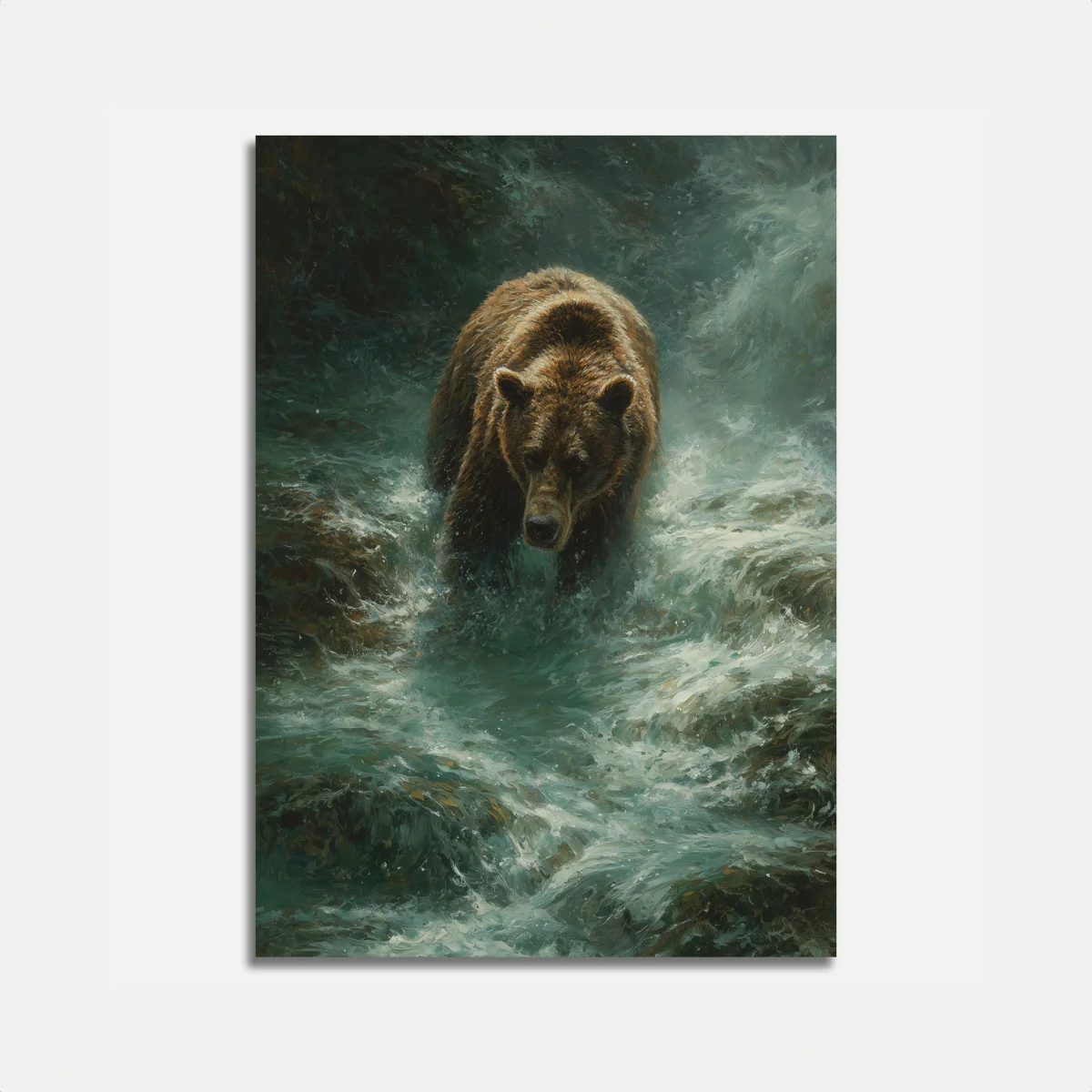 Bear Wading Through River Poster