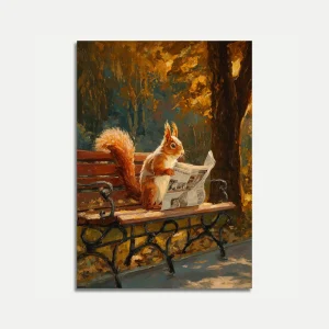 Squirrel Reading Newspaper Poster
