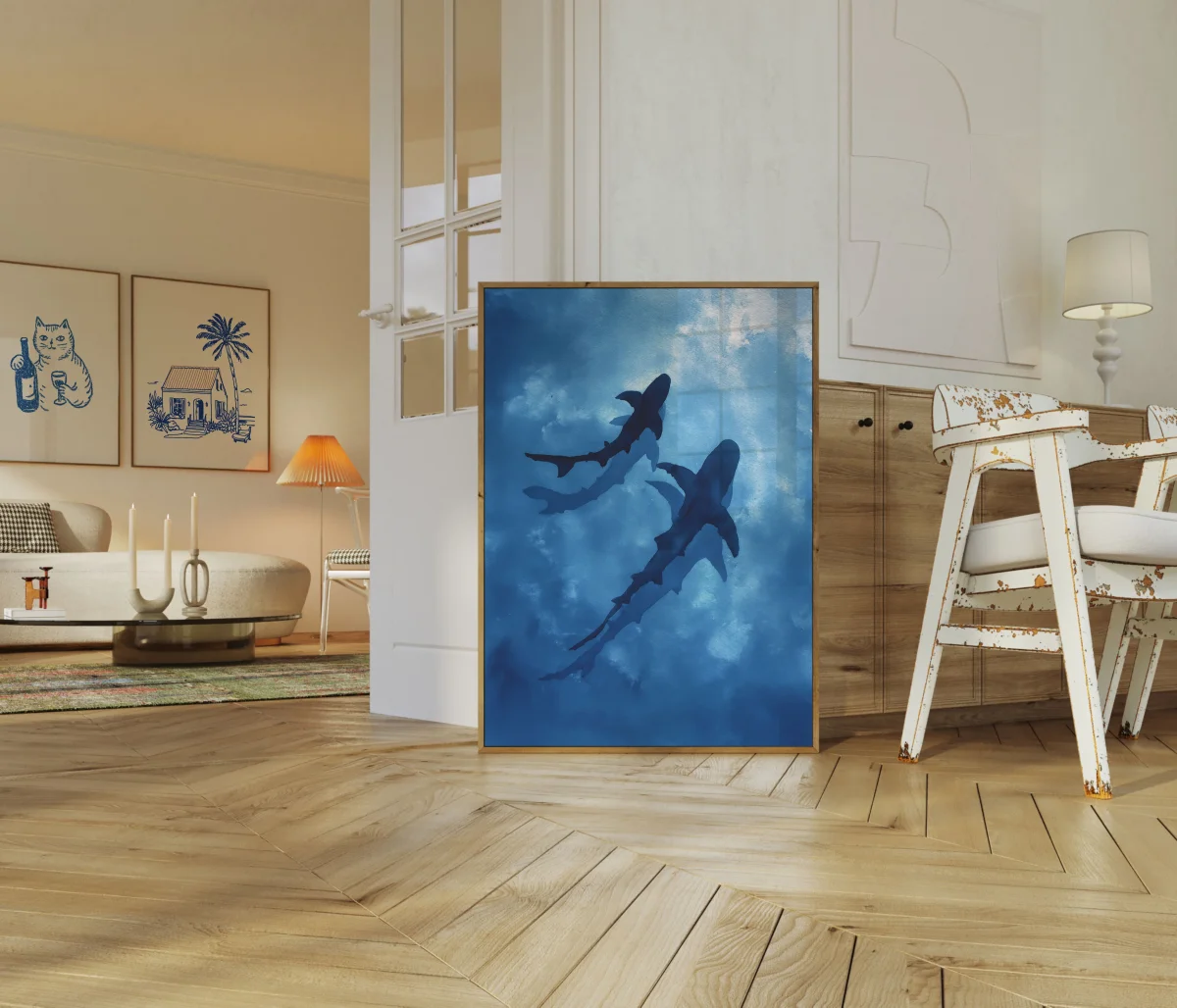 Sharks Swimming in Ocean Poster - Image 6