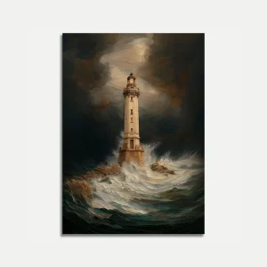 Lighthouse Storm Waves Poster