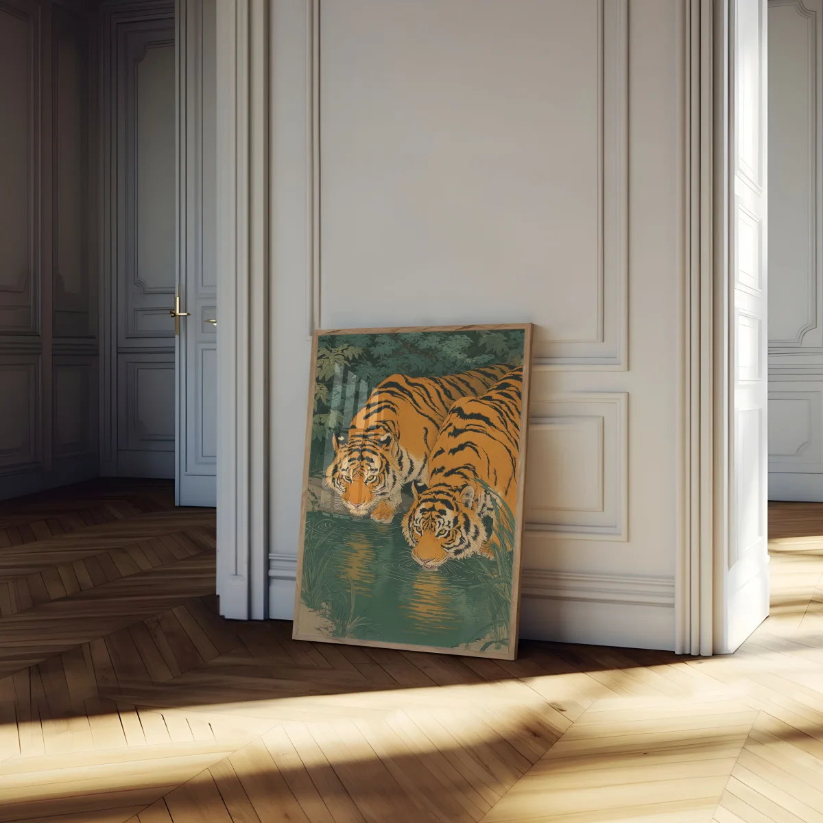Tiger Family at Watering Hole Poster - Image 5