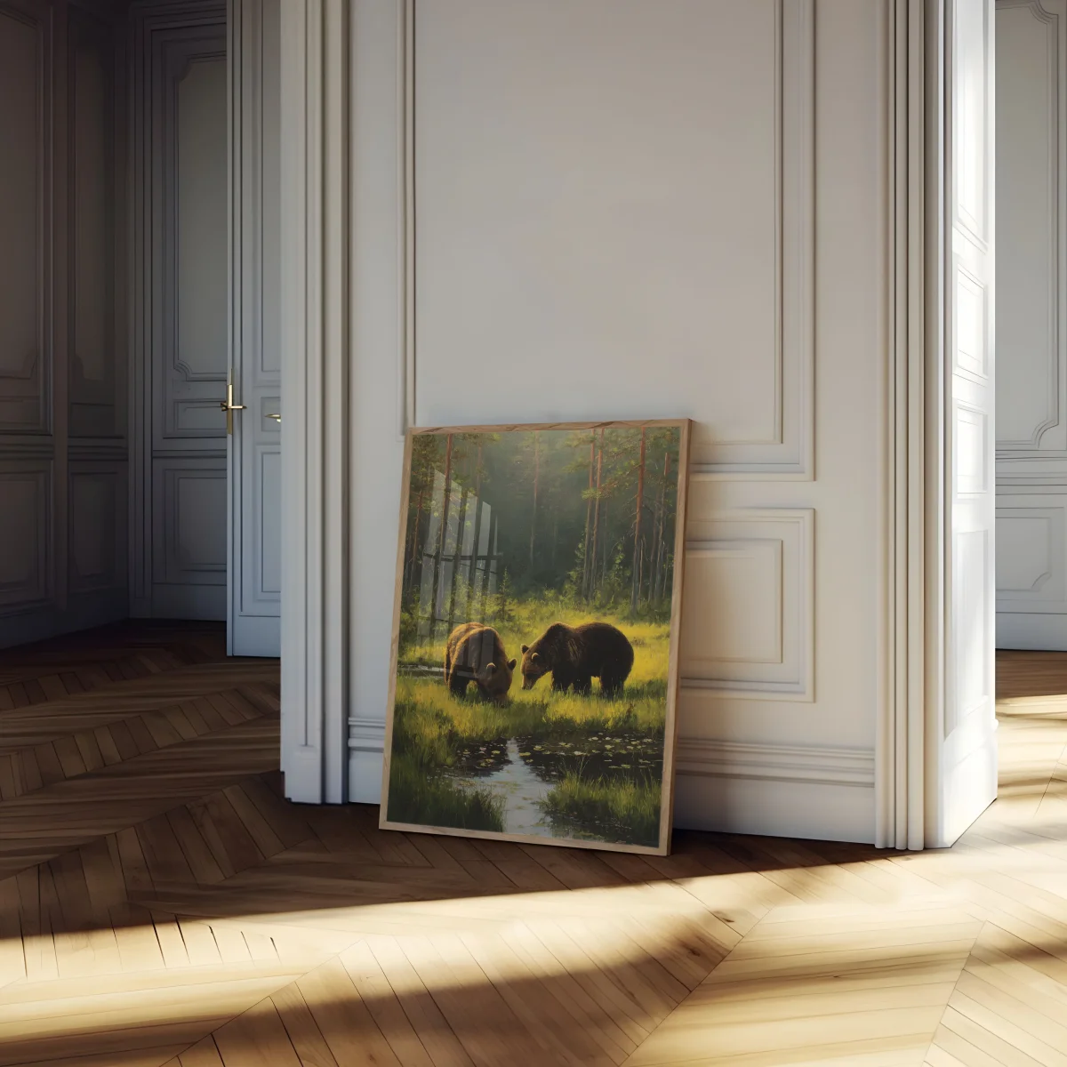 Bears in Forest Stream Poster - Image 5
