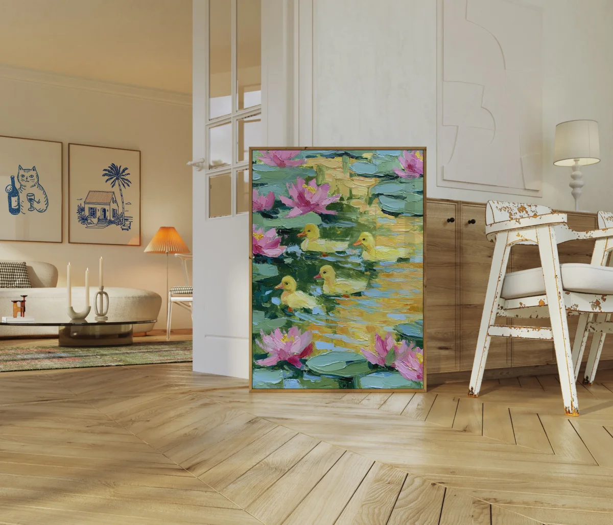 Ducklings Among Water Lilies Poster - Image 6