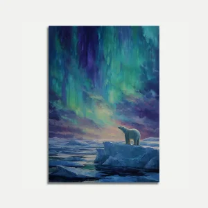 Polar Bear Aurora Borealis Poster