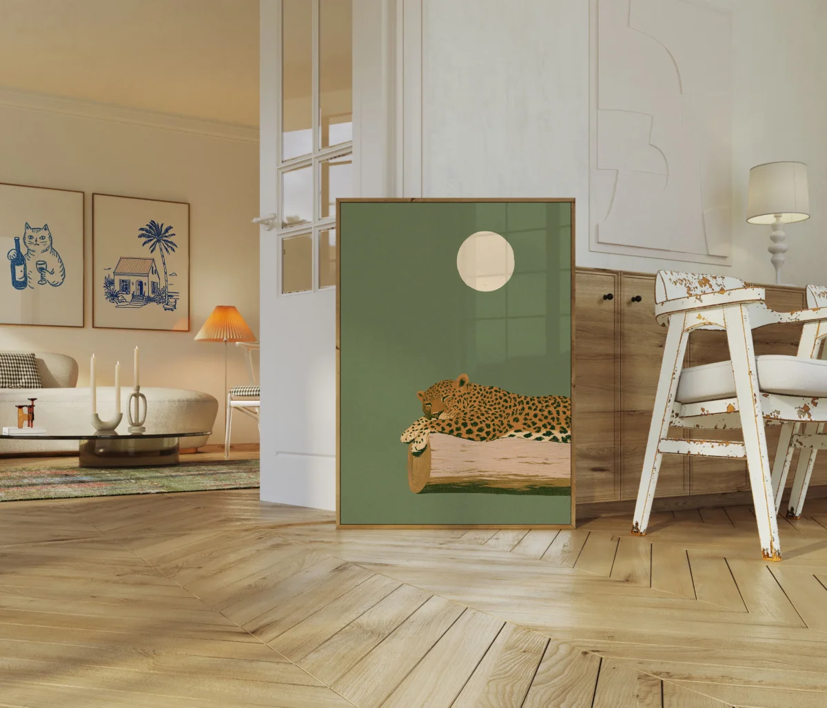 Leopard Resting Under Moon Poster - Image 6