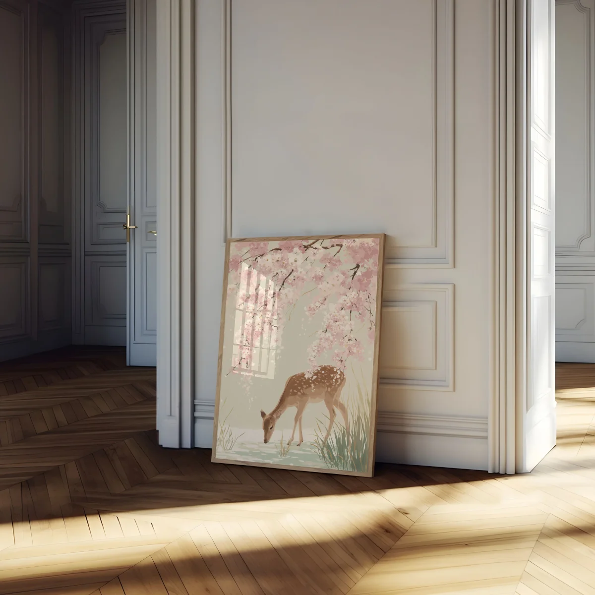Deer Under Cherry Blossoms Poster - Image 5