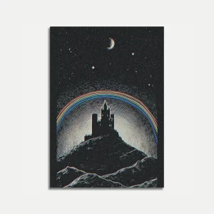 Enchanted Castle Under Rainbow Poster