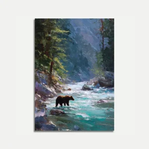 Bear in Mountain Stream Poster