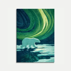 Polar Bear Aurora Borealis Poster