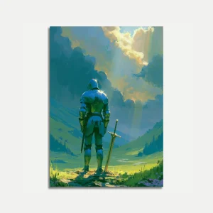 Armored Knight in Epic Valley Poster