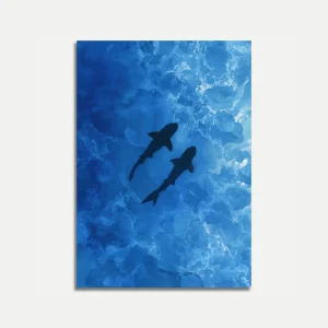Sharks Swimming Ocean Depths Poster