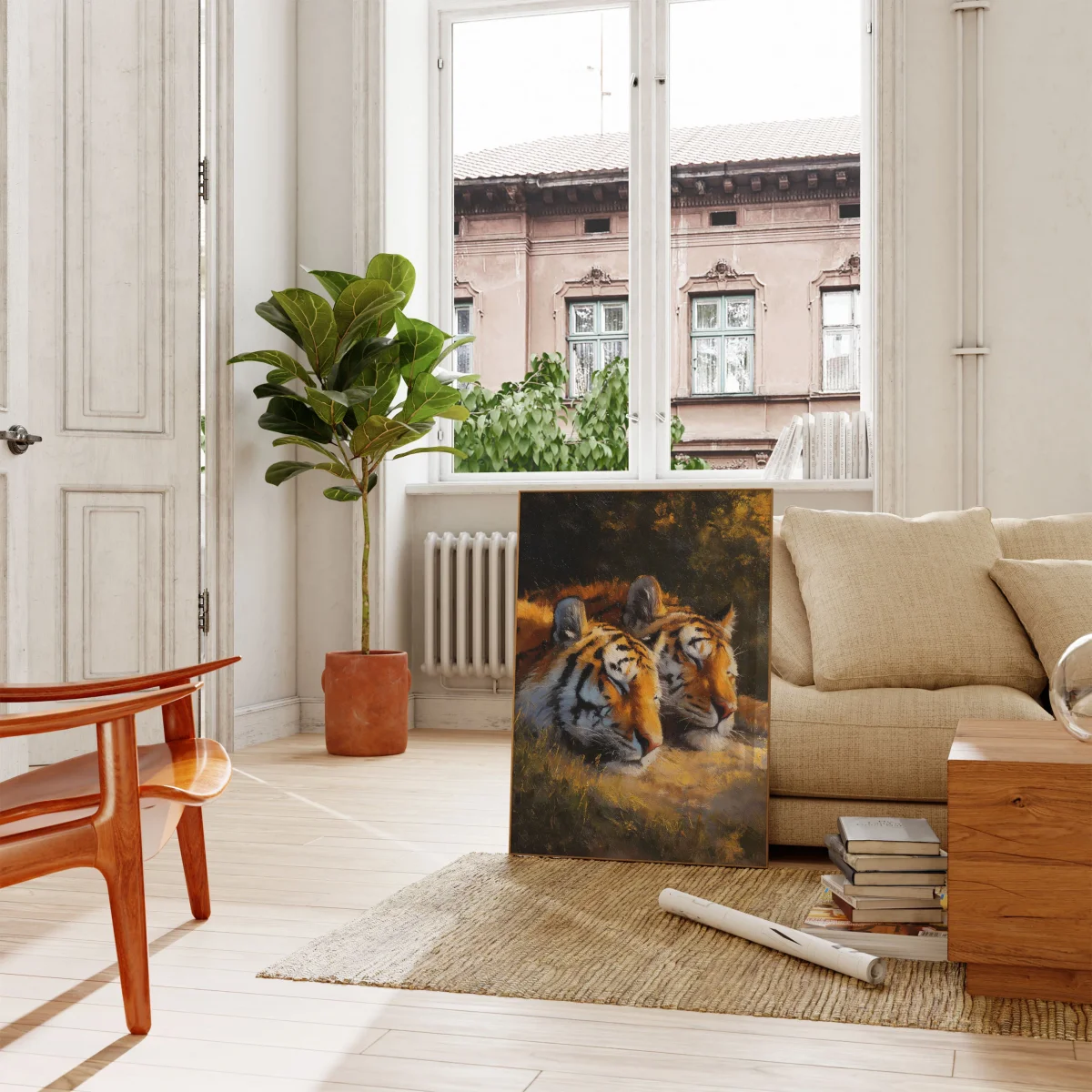 Two Tigers in Golden Light Poster - Image 3