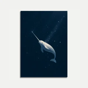 Narwhal in Deep Ocean Poster