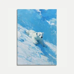 Polar Bear Swimming in Blue Poster