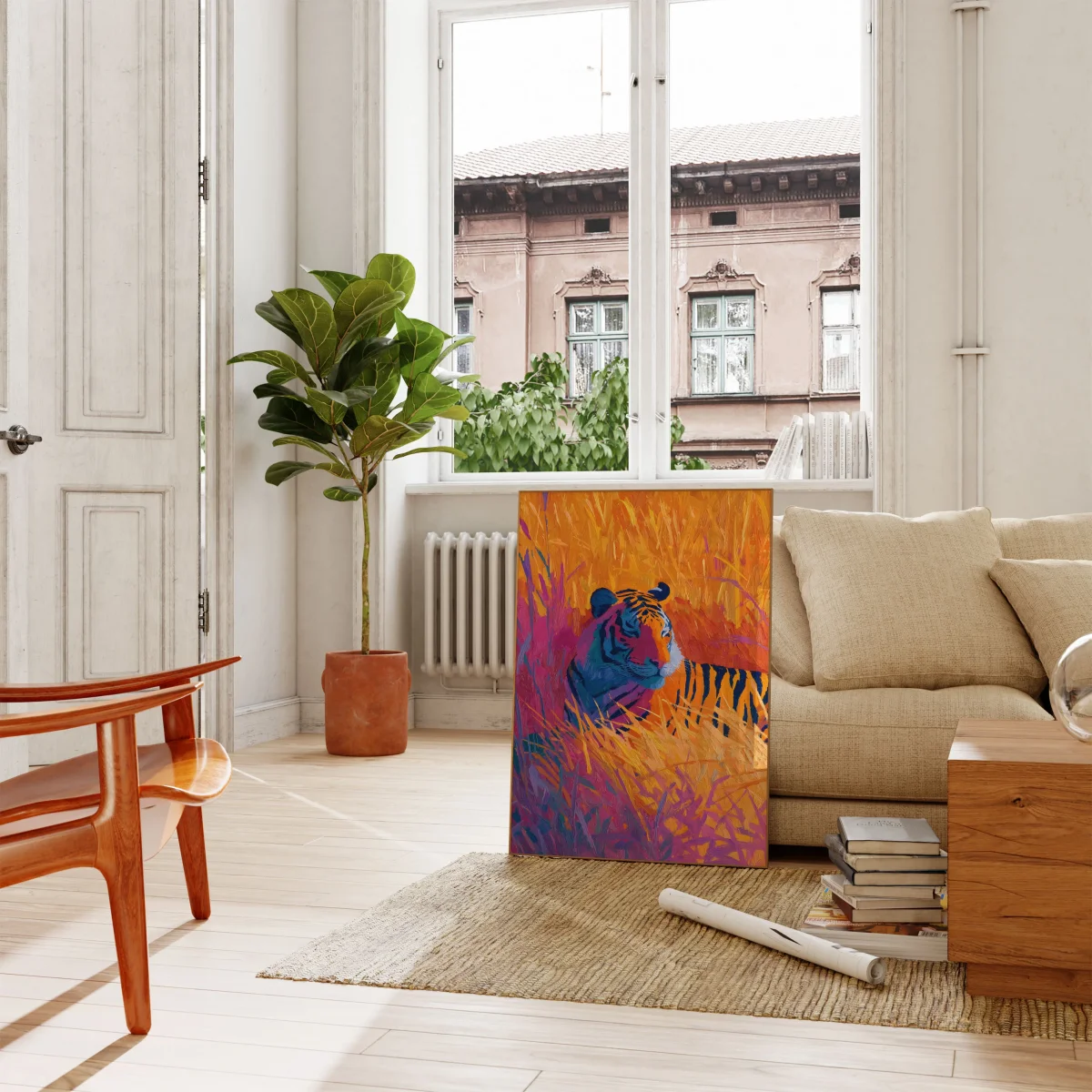 Vibrant Tiger in the Grassland Poster - Image 3