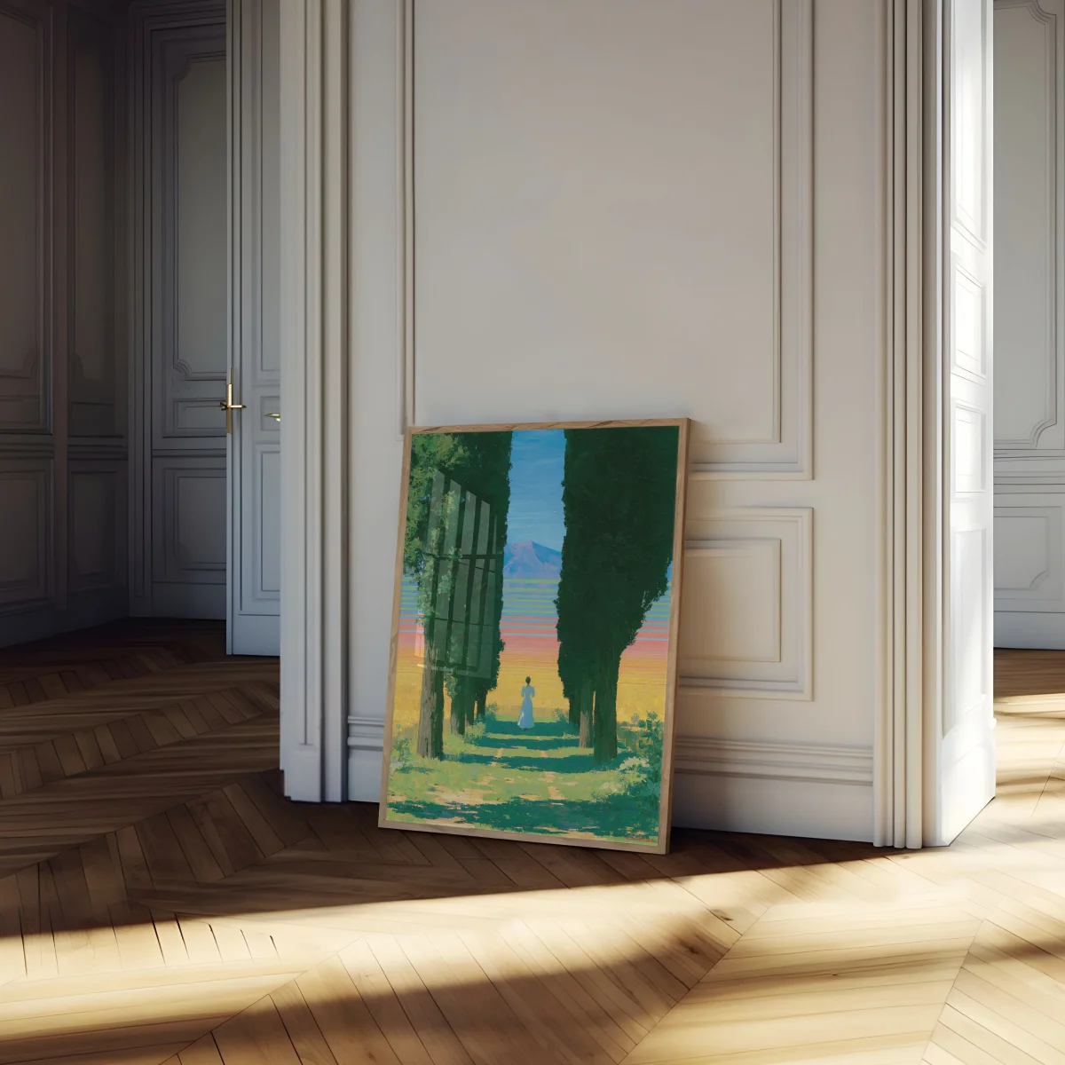 Woman in Cypress Tree Avenue Poster - Image 5